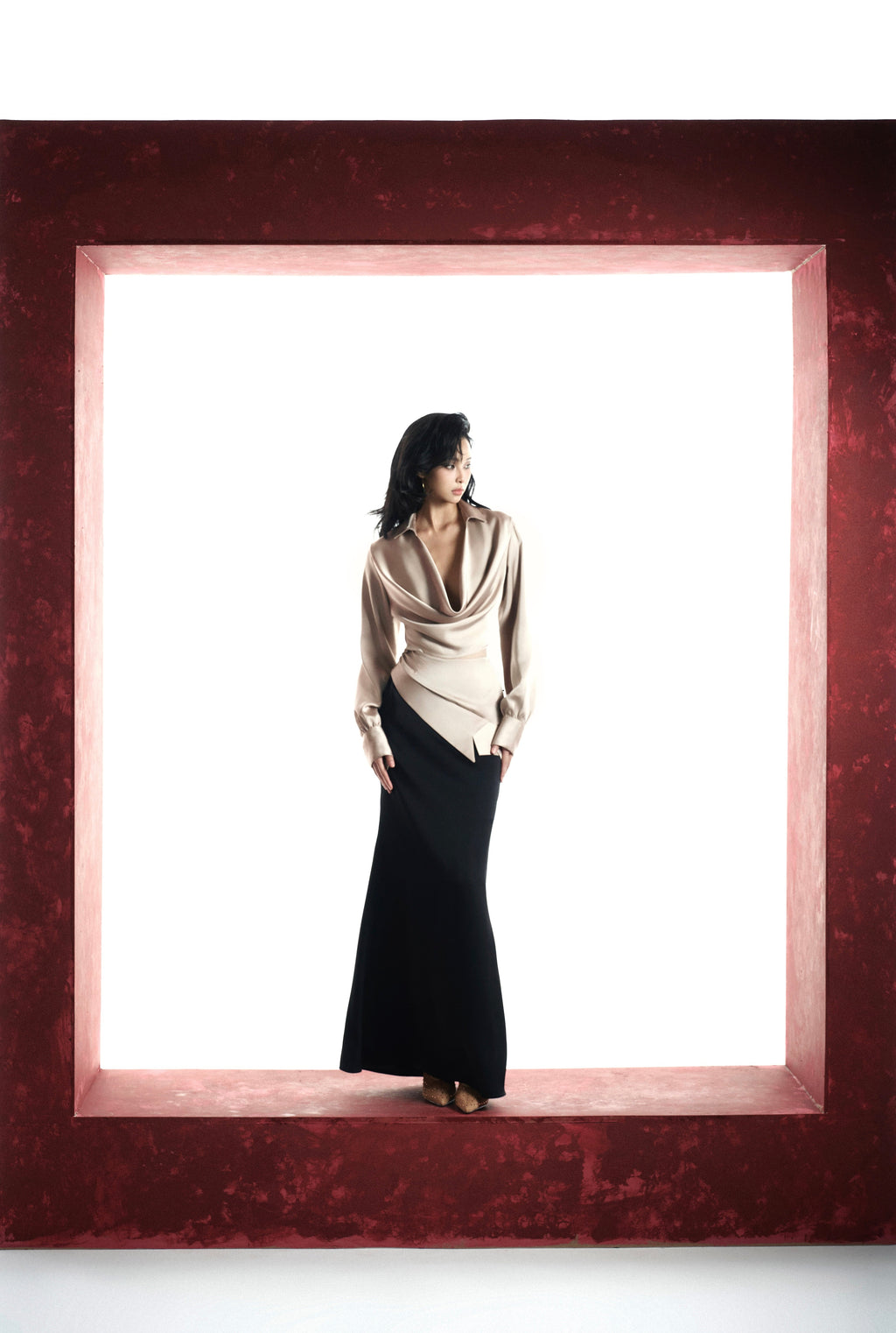 Nina Draped Shirt & V Skirt