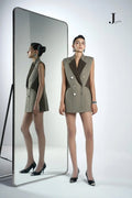 Slim Ash Grey Blazer Gilet & Ash Grey Short-skirt