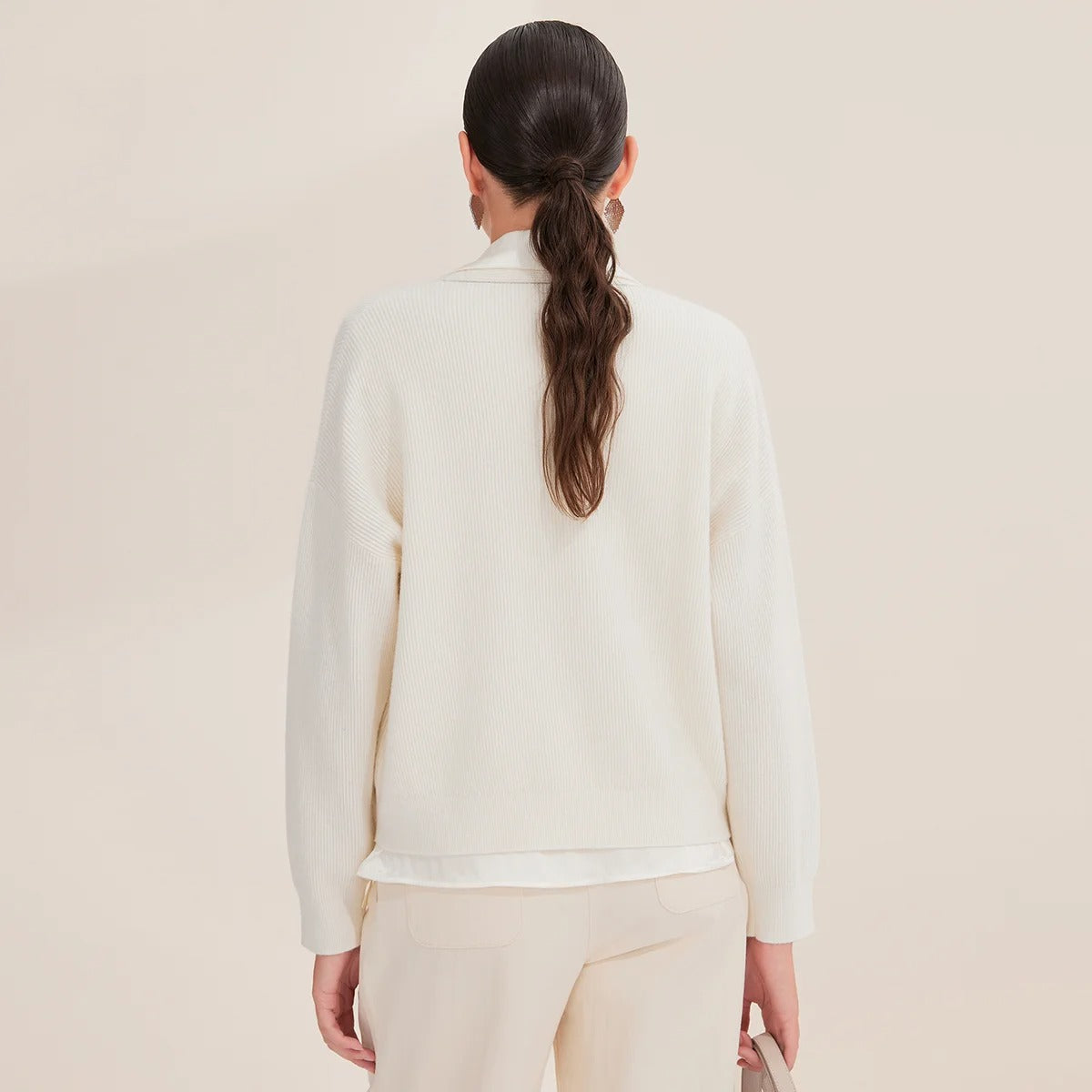 BD4521254 Women's Wool Cardigan and Silk Vest V-Neck 2 Pieces Set BC Luxury Fall Clothing for Women